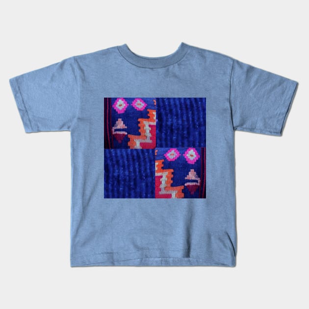 blue abstract rug pattern, abstract art, antique rug pattern, minimal art, modern art, carpet pattern, For custom orders please DM me. Kids T-Shirt by Hadigheh-art